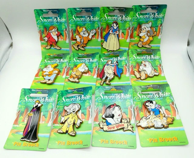 RARE WALT DISNEY Snow White & The Seven Dwarfs Complete Set Pin Badge ...