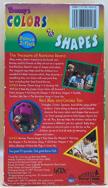 BARNEY - BARNEY'S Colors & Shapes VHS 1997 2 Tape Set **Buy 2 Get 1 ...