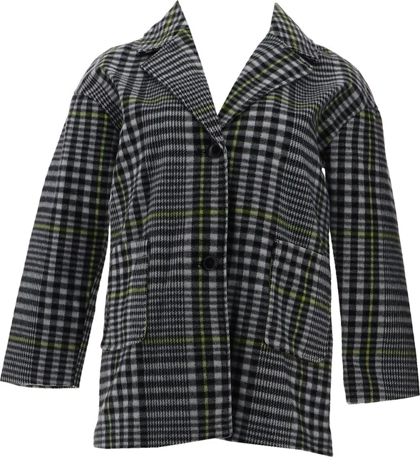 Thereabouts Little & Big Girls Midweight Pea Coat Grey Plaid M # 302041