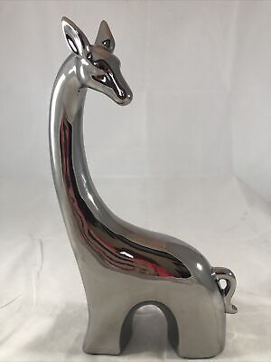 Deco 79 Silver Ceramic 11” Stylized Giraffe Figurine Statue