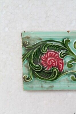 Japan antique art nouveau vintage majolica border tile c1900 NH4344 2