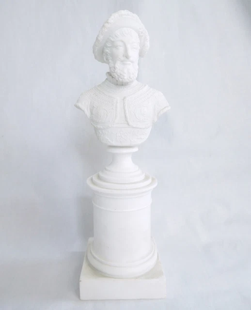Buste royaliste Roi François Ier en biscuit de Sèvres signé époque Restauration