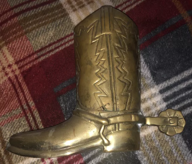 Vintage Hand Crafted Solid Brass Cowboy Boot Spur Door Stop Taiwan 6.5” x 8.5