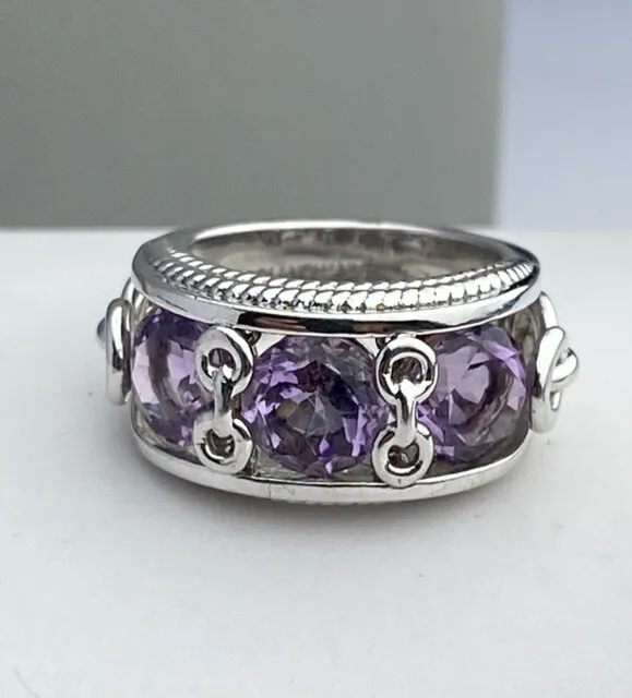 Anthony Nak Atelier Sterling Silver Triple Amethyst Ring Size 5
