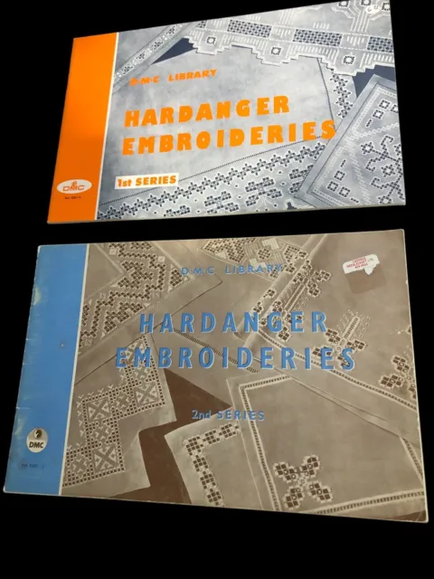 Libros de bordado vintage DMC Hardanger (2) 1a y 2a serie. 1973, 1974. SftCv