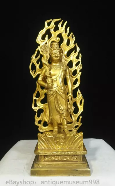 12.4 "rare chinois antique cuivre doré bouddhisme fudomiao, / akranata statue