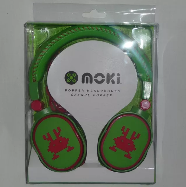 Moki Space POPPER HEADPHONES NEW invaders earphones ear/head phones mp3 GREEN