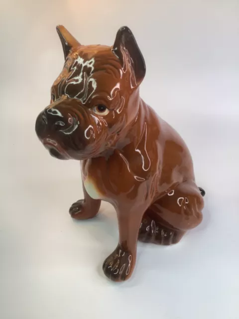 Rare! 11” vintage Extra Large Bulldog Ceramic Bank F2