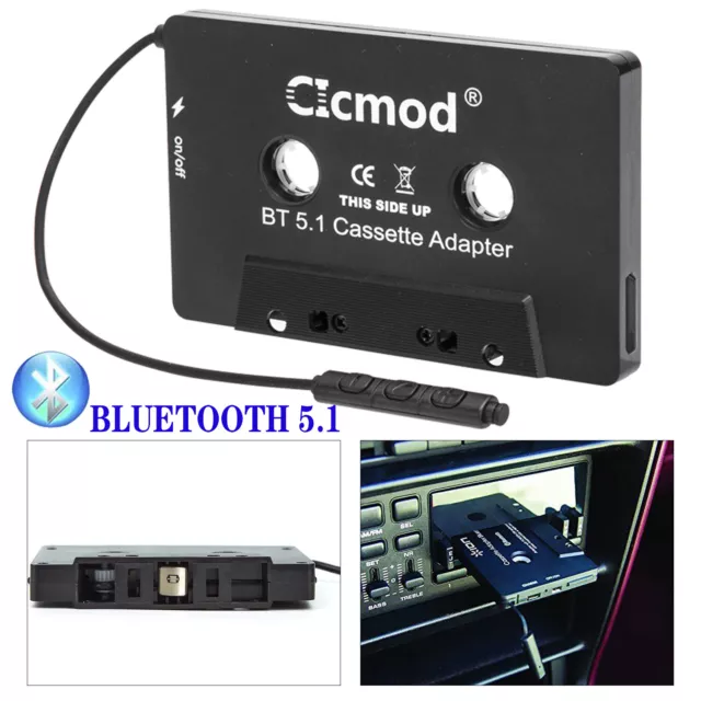 Bluetooth 5.1 CAR AUDIO TAPE CASSETTE ADAPTER FOR IPHONE IPOD MP3 CD RADIO UK