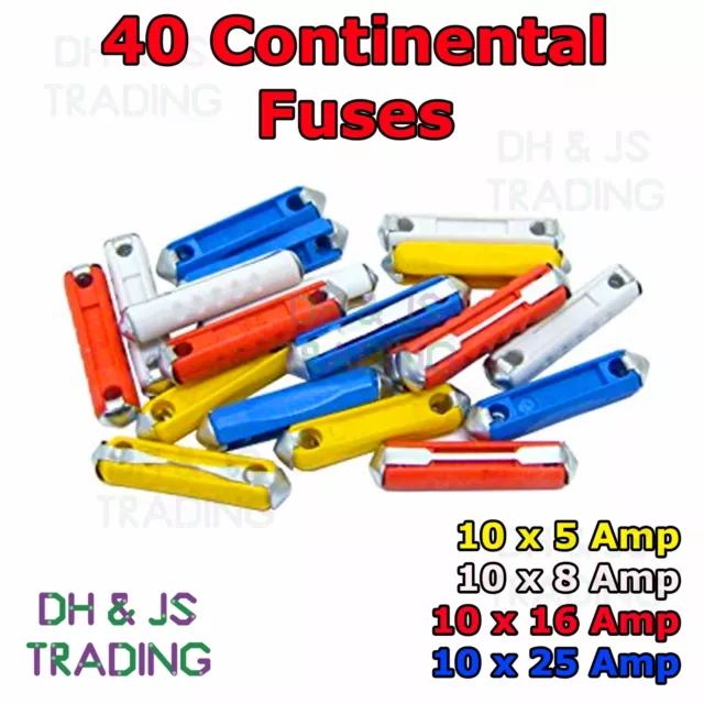 40 Piece Kit Continental Car Fuse Torpedo Bullet Classic Car Fuse Kit