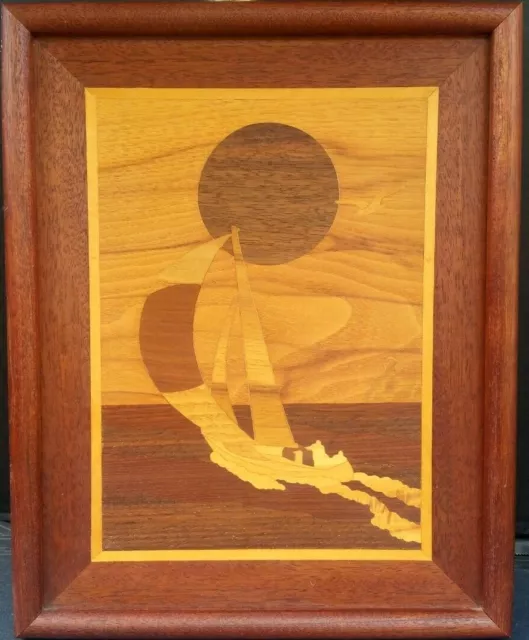 Marquetry Art By Doug Bates International Gifts 1985 Made In USA 15 3/8" X 12" 3