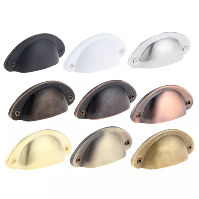 10Pcs Antique Cabinet Cup Shell Pull Handle Vintage Kitchen Cupboard Drawer Knob