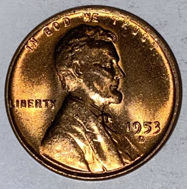 RED BU 1953-D LINCOLN WHEAT PENNY Denver Uncirculated Cent Same Coin in Pics C15