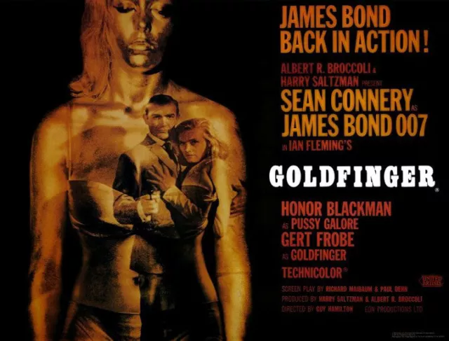 Goldfinger (1964) british quad movie poster reproduction - single-sided - rolled