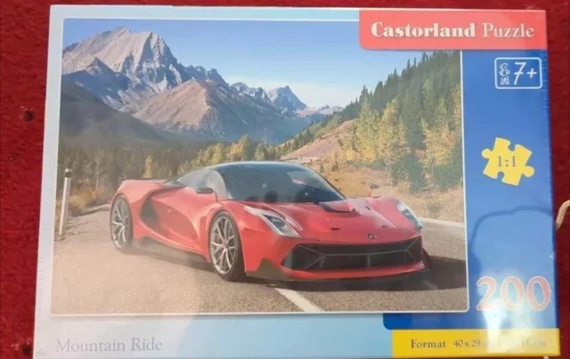 Brandneu mit Etikett Castorland Mountain Ride rotes Auto 200-teiliges Puzzle
