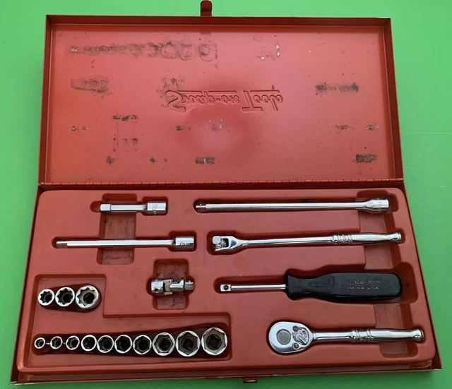 VINTAGE SNAPON TOOLS USA 20 Piece 1/4" Drive SAE 3/16 to 9/16 Socket