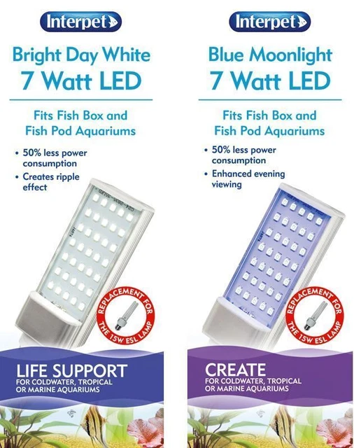 Interpet Fish Pod & Moon Tank 7w LED Aquarium Light Bulb White Or Actinic Blue