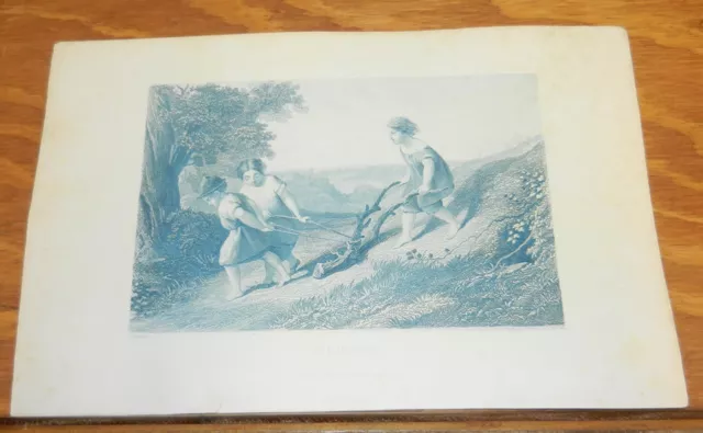 Late 1800s CYANOTYPE Antique Print//THE PLOUGH