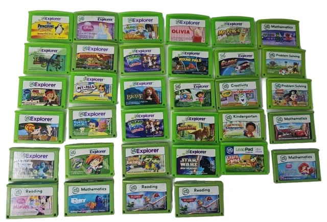 Lot of 34 Leap Frog Mathamtics, Explorer, LeapPad Learning Game Cartridges Only