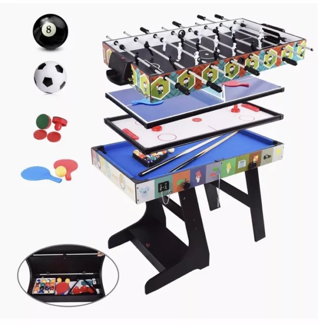 Multi-Games Table 4 In 1  Mini Pool, Push Hockey, Ping Pong, & Foosba –