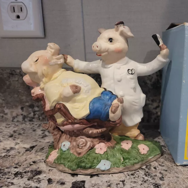 Barber SHOP DISPLAY of SEVILLE PIGS Trippies  BARBER SHOP HAIR SALON HOGs CUTE!