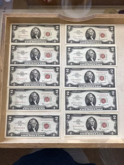 lot of 10 2 dollar red seals nicer grades Y9