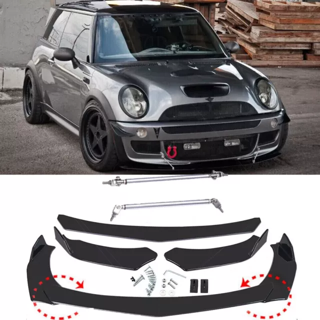Front Bumper Lip Splitter Spoiler + Strut Rods For Mini Cooper S R53 R55 R56 F56