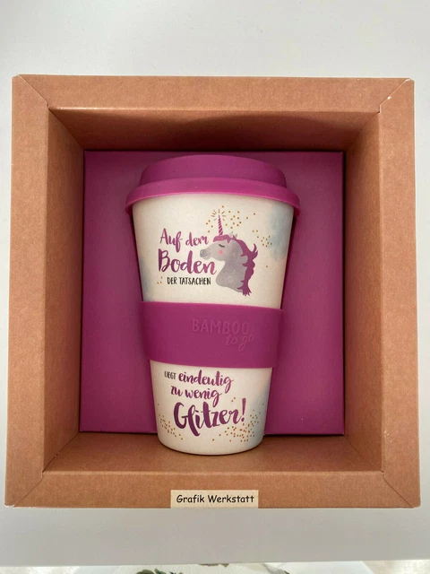 GRAFIK WERKSTATT 60708 Coffee To Go Becher Bambus Bamboo Einhorn Glitzer  pink EUR 4,00 - PicClick DE