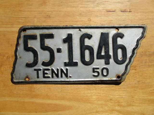 Tennessee 1950 License Plate - Nr - Original Paint