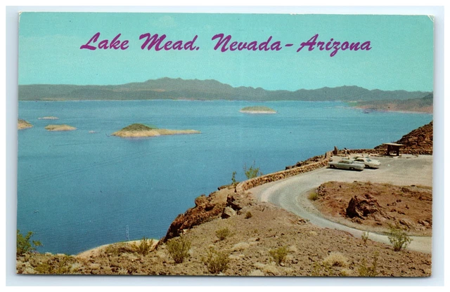 Postcard Lake Mead Nevada Arizona Old Cars Posted 1969 Chrome Aerial View