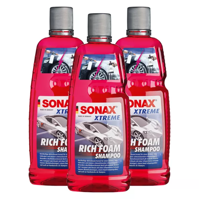 Sonax 3x 1 Litro Xtreme Richfoam Schaum-Shampoo Schiuma Detergente Shampoo Auto