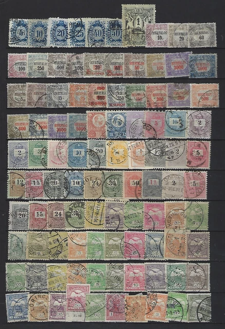 Ungarn 150 verschiedene gestempelte Marken und 2 Belege aus 1871-1921