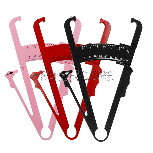 BODY FAT CALIPER w/Chart Body Mass Measuring Skinfold Tester Fitness ...