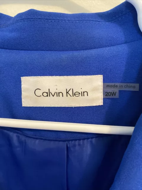 CALVIN KLEIN Womens Blue Open Cuffs Shoulder Pads Blazer Jacket Plus 20W 3