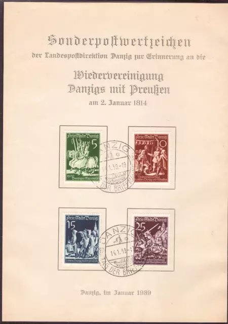 Danzig Gedenkblatt zur Wiedervereinigung mit Preußen Top Qualität