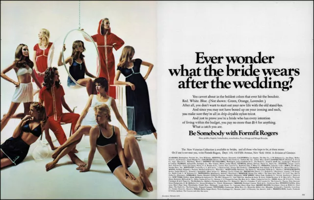 1972 nine Teen girls model Formfit Rogers bras lingerie retro photo print ad L63
