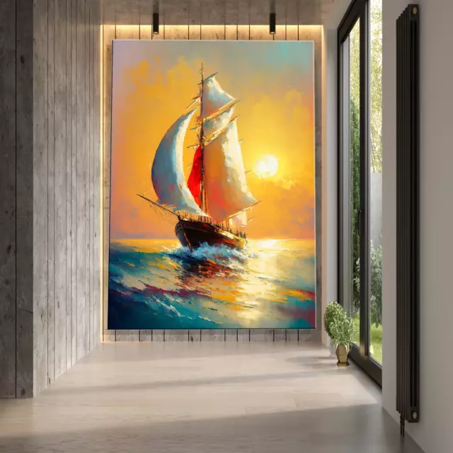 Barca a vela Arte astratta Tela Pittura Tela Wall Art Home Decor Poster Stampe