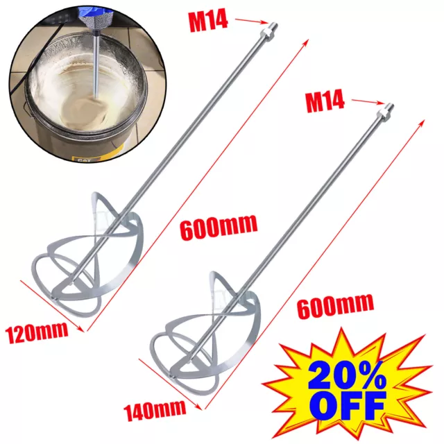 Mörtelrührer Wendelrührer M14 Rührstab Rührkorb Verzinkt 600mmx120/140mm DE