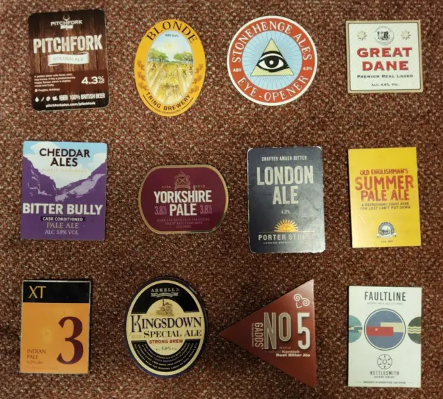 Job lot of 12 different beer pump clip fronts