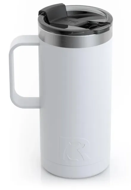 NEW RTIC 16 oz Travel Coffee Cup Mug Stainless Steel Vacuum Insulated Chalk