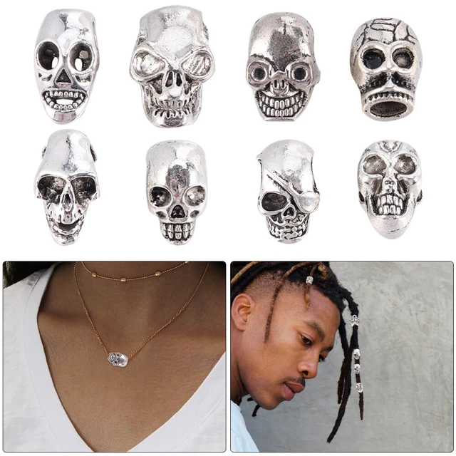 110 Pcs Halloween Skull Big Hole Beads Plating Alloy Miss Jewely Making Pendant