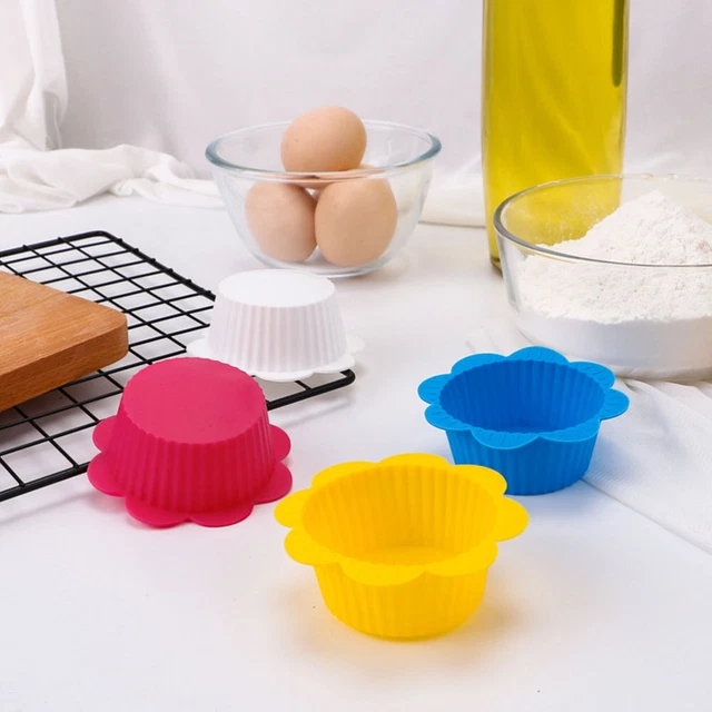 12 Pcs Non-stick Mold Muffin Liner Cups Dessert Baking Silicone Liners Cake