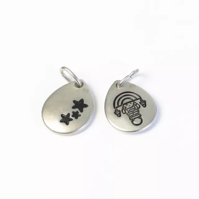 H Stern El Tumi set of 2 pewter charms silver-toned stars pendant aztec authenti