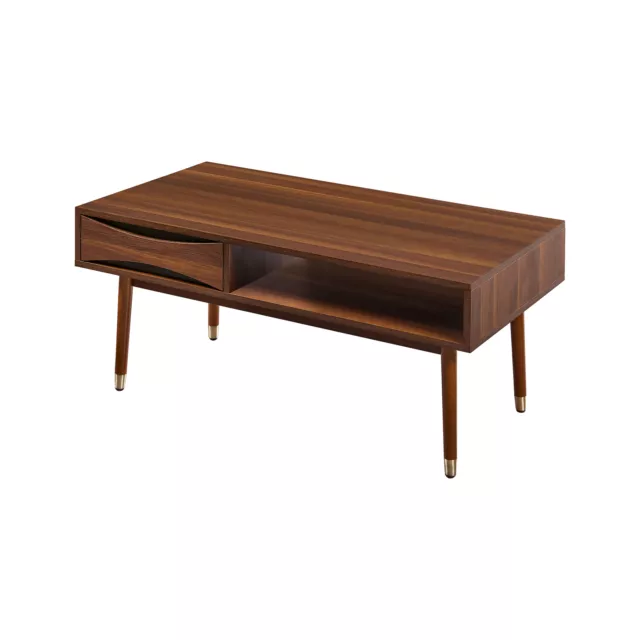 Teamson Home Dawson Modern Wooden Coffee Table with Storage Walnut