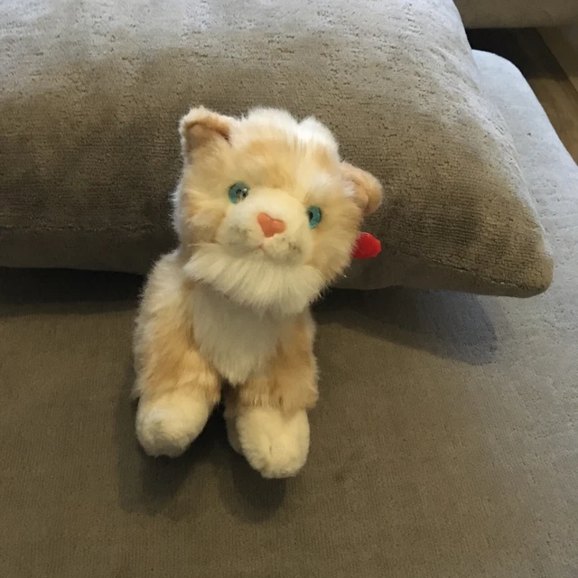 GINGER & WHITE Cat Plush “Tabitha" with Red Collar & Tag Keel Toys. £9.