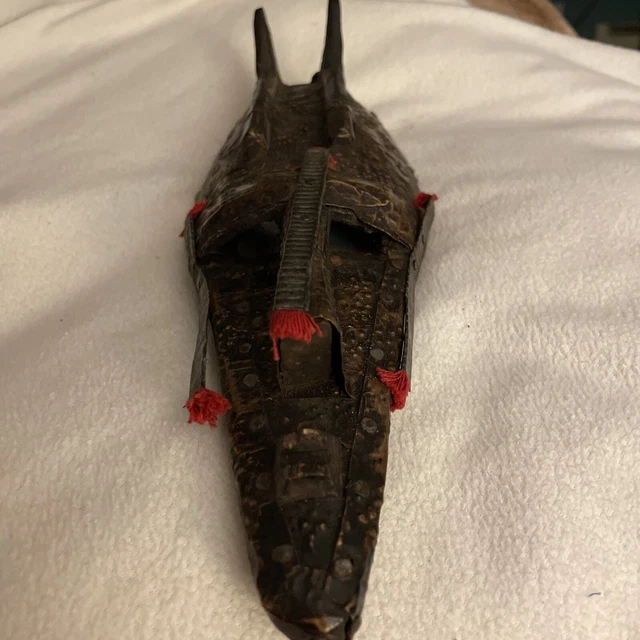 African Marka Mask with Hammered Metal and Tassels