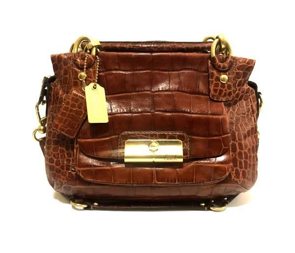Nice Coach Kristin Embossed Walnut Brown Croc Leather Tote Bag Purse Satchel Wow