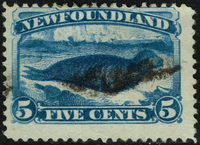 SG 53 NEWFOUNDLAND 1887 – 5c DEEP BLUE – USED