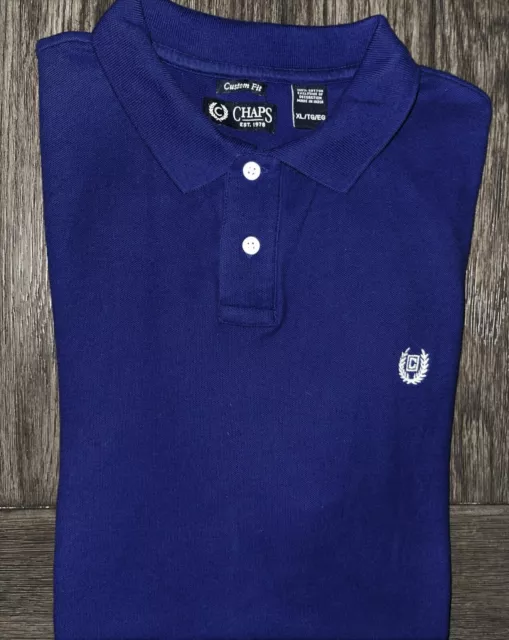 Mens Chaps Short Sleeve Deep Blue Polo Shirt Size XL - EUC