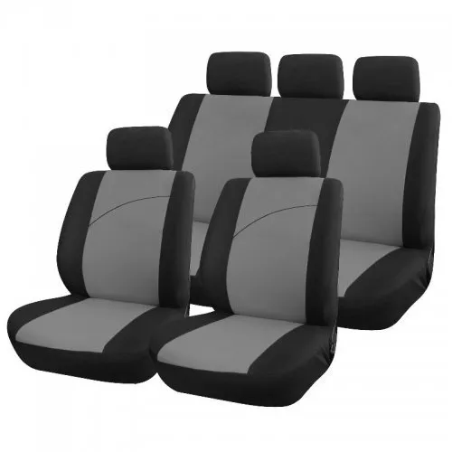 housse de siège voiture universel 9 pièces gris et noir VICTOIRE compat airbags